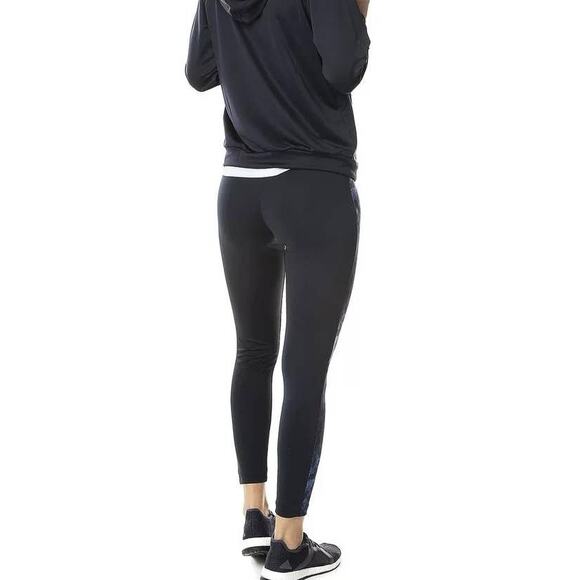 Adidas Performance Leggings Tights Navy Blue Animal Print Three Stripes Logo M - Picture 3 of 13